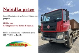 Nabídka práce - řidič pro kontejnerovou Tatru Phoenix